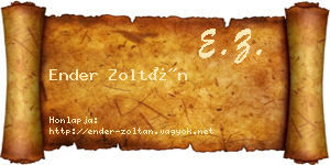 Ender Zoltán névjegykártya