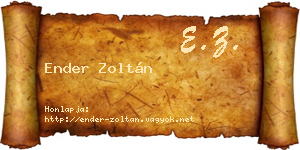 Ender Zoltán névjegykártya